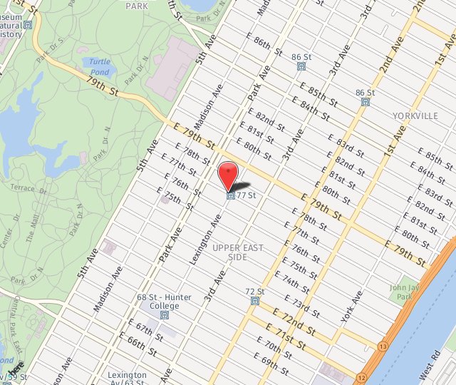 Location Map: 130 East 77th Street New York, NY 10075